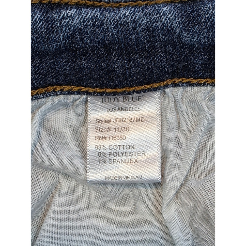 Judy Blue Skinny Jeans 11/30 Distressed Red Plaid Patch Medium Wash - Picture 12 of 14